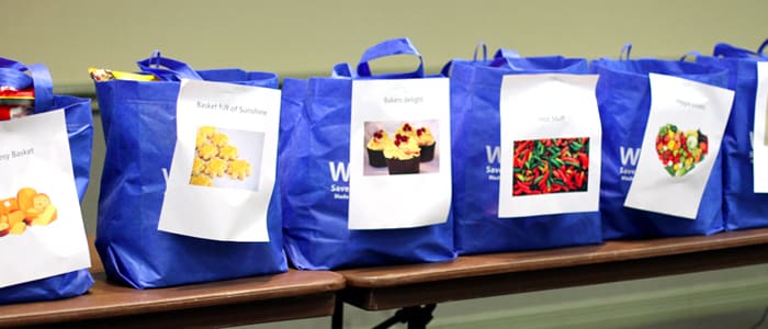 A variety of grocery bags used in the Grocery Bingo event sponsored by the Student Organization Center.